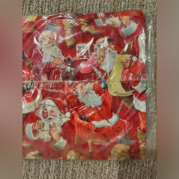 SOLDVintage Hallmark Santa gift wrap, 8.3 sq ft, by Ambassador holiday gift wrap - Picture 7 of 7